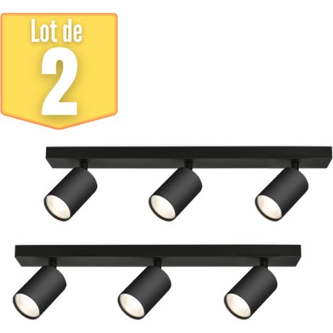 Lot de 2 Plafonniers 3 spots saillies BETA-U2 Alu GU10 3x35W Noir (1/5)