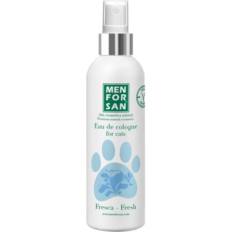 MENFORSAN Fresh Eau de Toilette per gatti 125ml, fornisce un profumo fresco, effetto deodorante, trasparente (1/4)