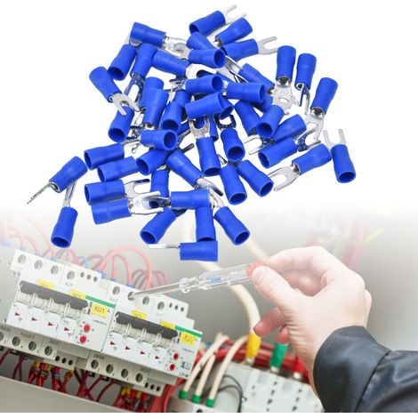 50 SV3.5-4 Blauer isolierter Abzweigverbinder, U-förmiger Kabelverbinder, Crimpanschluss, 14-12 AWG (1/5)