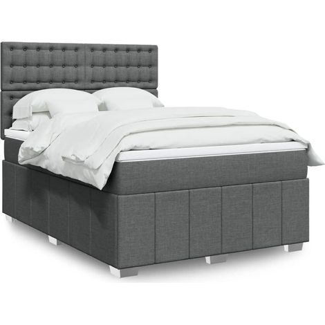 Boxspringbett mit Matratze Dunkelgrau 160x200 cm Stoff