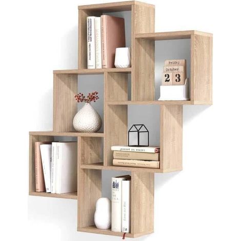 FMD Wandregal Eiche 81x16x94 cm modern (1/5)