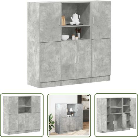 vidaXL 3-tlg. Küchenschrank-Set Betongrau Holzwerkstoff (1/5)