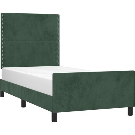 Cadre de lit sans matelas vert foncé 100x200 cm velours vidaXL (1/5)