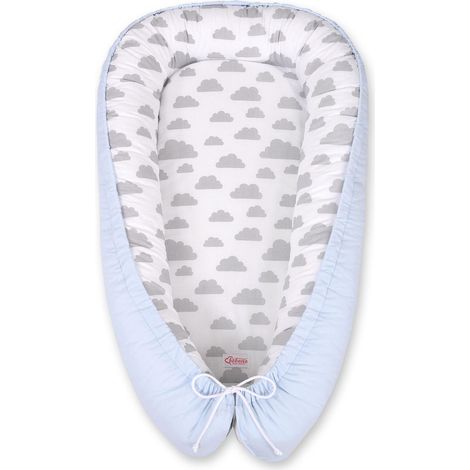 Capullo para bebé, doble cara, parque infantil, arrullo, Premium BOBONO - nubes, gris/azul (1/5)