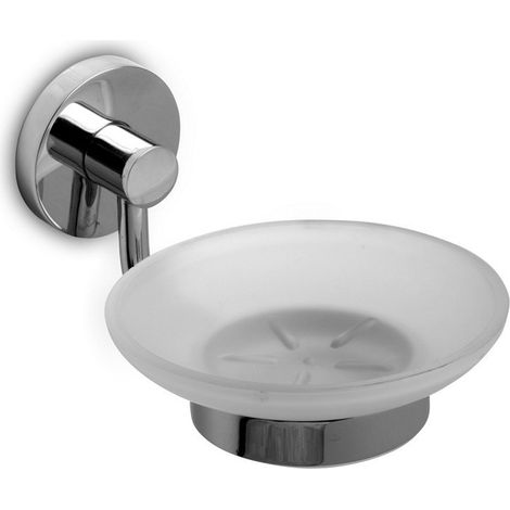 Portasapone vetro e ottone cromato fissaggio muro ON-3492 kamalu