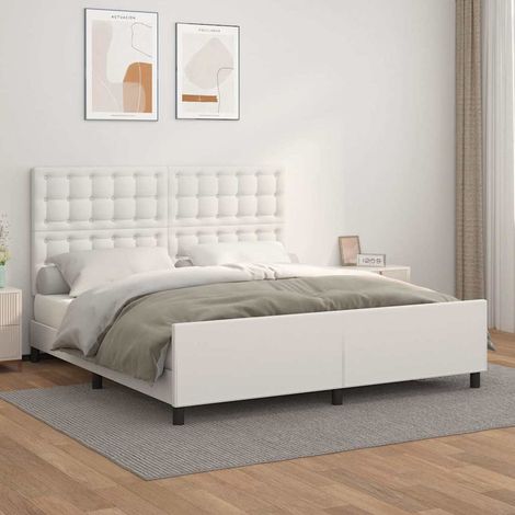 Cadre de lit sans matelas blanc 160x200 cm similicuir (1/5)