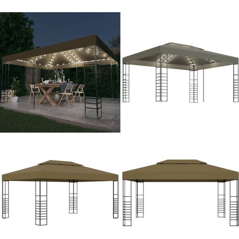 vidaXL Pavillon mit LED-Lichterkette 3x4 m Taupe (1/5)