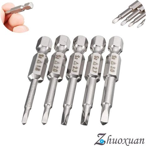 LAN 5Pcs Queue Hex Embouts de Tournevis Électriques à Tête Triangulaire Bits Set 50mm Embouts de Vissage Magnétique de Tige Hexagonale 6,35mm en Acier S2 à Pointe Triangle 1,8/ 2,0/ 2,3/ 2,7/ 3,0mm (1/5)