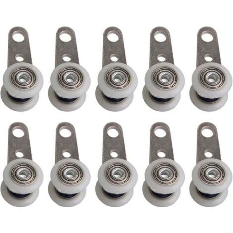 Lot de 10 roulettes pour baie vitrée ou porte coulissante – métal et plastique – 4,5 x 1,9 cm