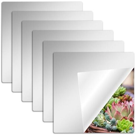 12 Pièces Miroir Mural Autocollant, 20 x 20 CM Miroir Adhesif Mural Flexible Miroir a Coller Acrylique Mirroir Murale Decoratif pour Mur école Maison Salon Salle de Bain Chambre