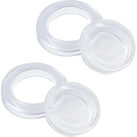 2 Pièces Anneau de Trou pour Parasol de Table Terrasse, Bague et Bouchon en Silicone 4,2 cm, Accessoire de Support de Parasol pour Table de Jardin, Verre ou Plage (Blanc) (1/4)