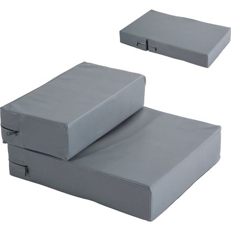 Klappbare 2-stufige Hundetreppe Grau 20cm hoch, kompakte Einstiegshilfe für Bett Sofa Couch Auto
