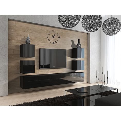 Ensemble meuble TV CONCEPT 35-35-HG-B-1-1A noir brillant 249 cm (1/2)