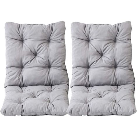 Ambientehome Lot de 2 Coussins Haut Dossier HANKO pour Fauteuil de Jardin, Coton, ca. 98 x 50 x 8 cm, Ton Gris Clair, 2 Unité 1