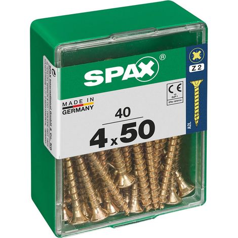 Boîte 40 Unités. Vis A Bois Spax Cab. Plat Yellox 4.0x50mm Spax (1/2)