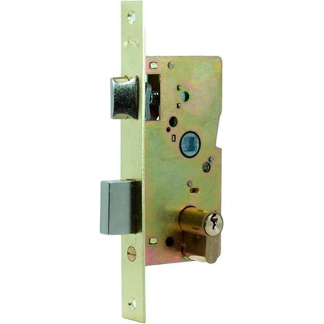 cerradura 4210 50 mm latonado palanca deslizante y picaporte reversible (1/2)