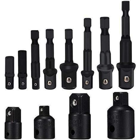 Socket Adaptor Converter Set Clé d'écrou de forets à queue hexagonale 8 pièces socket Extension Adaptateur Bit Set Lot de 4 Adaptateurs Réducteurs Pour Clés à Rochet/Clé à Douille (1/4)