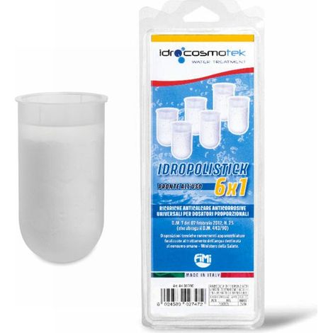 IDROPOLISTICK 6X1 blister con 6 stick cartucce universali pronte all'uso per dosatori proporzionali di polifosfato AK.06090
