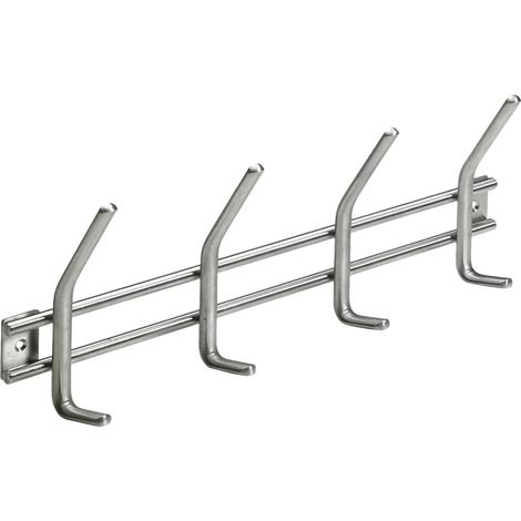 Hettich Garderobenleiste 4 Haken 35,5 x 14,0 x 5,0 cm Edelstahl Hakenleisten