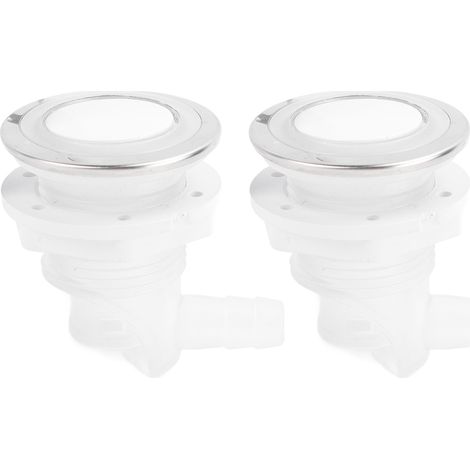 Lot de 2 buses à bulles pour baignoire, 44 mm, couvercle blanc, filetage 30 mm, connecteur de diamètre extérieur 10 mm, buse à jet d'air pour spa, jacuzzi et piscine. (1/5)