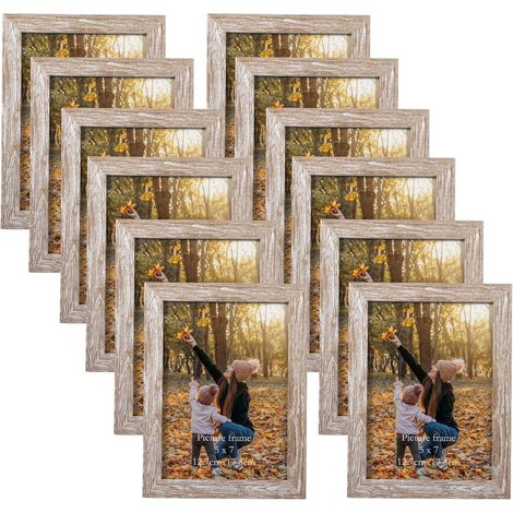 12er Set Bilderrahmen 13x18 cm Beige Collage für Fotos Natur Rahmen Plexiglas (1/5)