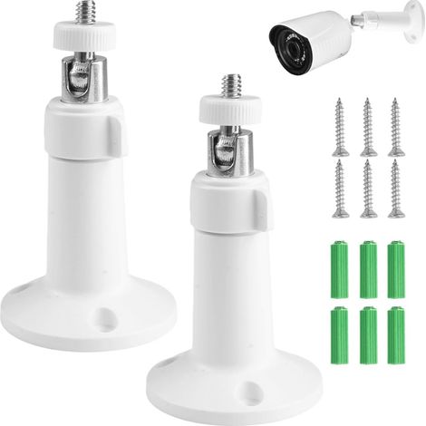 Lot de 2 supports pour caméra - Support mural réglable - Accessoires pour caméra de sécurité - Support de sécurité métallique réglable - Fixation murale - Idéal pour balcon, couloir, école, bureau - 1 (1/5)
