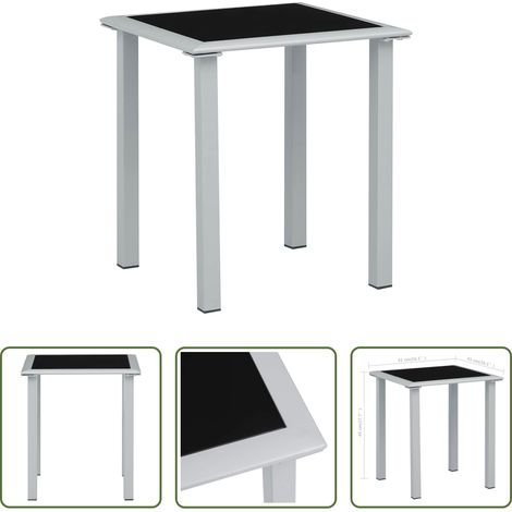 Table d'extérieur - Table de jardin Noir et argenté 41x41x45 cm Acier et verre (1/5)