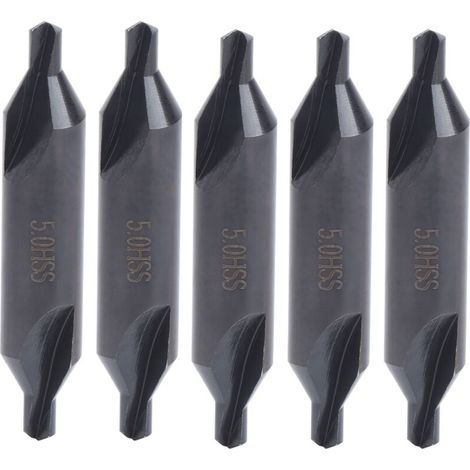 Forets de centrage 5 pièces, pour fraiseuses, outils de positionnement en acier rapide 5mm (1/5)
