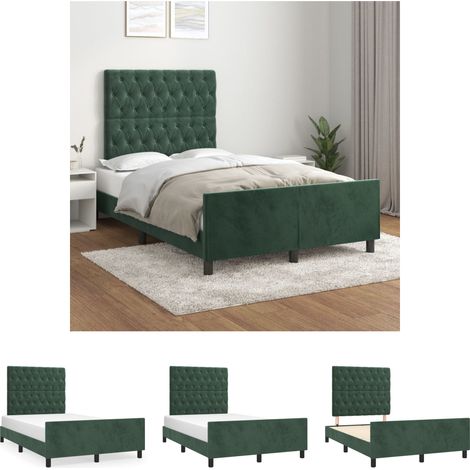 Bettgestell für Erwachsenenbett,Bettrahmen Metallbett mit Kopfteil,Schlafzimmerbett Dunkelgrün 120x200 cm Samt -Maison 87714 (1/5)