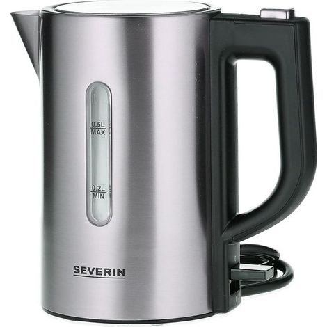 Severin WK 3647 Bollitore Senza BPA acciaio inox, Nero Capacità effettiva: 0.5 l