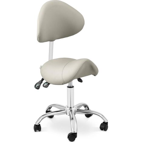 Taburete de estética - 51 - 65 cm - 150 kg - Gris, Plateado - Respaldo y asiento (1/5)