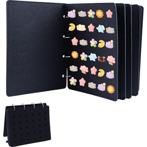 Vitrine à épingles Feutre, 6 Pages Présentoir D'épingles en Émail Vitrine à épingles en Feutre pour Broches Peut Contenir Jusqu'à 180 Broches pour épingles et Médailles à Collectionner (Noir) (1/5)