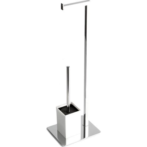 Stehlampe mit verchromtem Toilettenpapierhalter und Toilettenbürstenhalter (1/4)