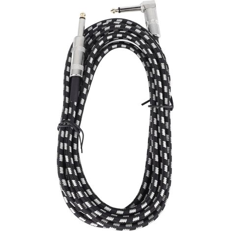 Câble De Guitare, Noyau en Cuivre, Réduction du Bruit, Bonne Transmission du Son, Cordon De Guitare à Angle Droit pour Guitare, Basse, Clavier, Noir Et Blanc(3m) (1/5)