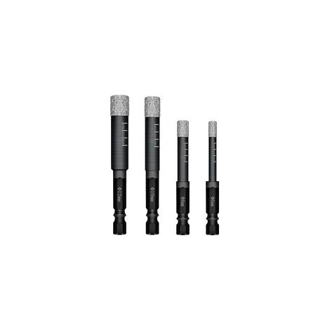 Lot de 4 Forets Mèches diamant pour Carrelage Céramique Grès Cérame Tuiles Verre Pierre. Mèches Diamantées Professionnelles Carreaux de Céramique Drill Bits Tool - 6mm 8mm 10mm 12mm (1/5)