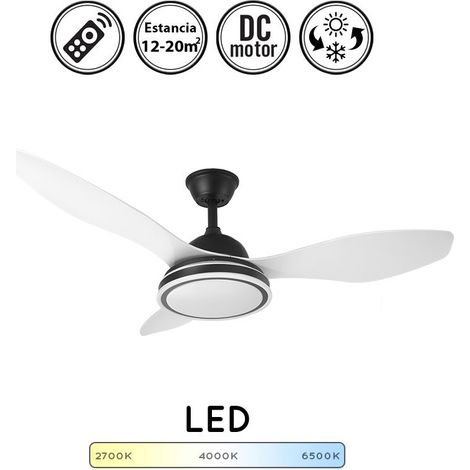 Lámpara ventilador de techo DC Negro Datoo 48w 6 Vel. 4080 Lm 3 Asp. 3000-4000-6000 K (1/4)
