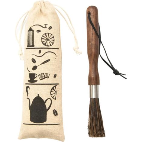 Brosse pour moulin à café, brosse de nettoyage pour machine à café, nettoyant pour machine à expresso, outil de nettoyage pour machine à café avec sac de rangement et manche en bois. (1/5)