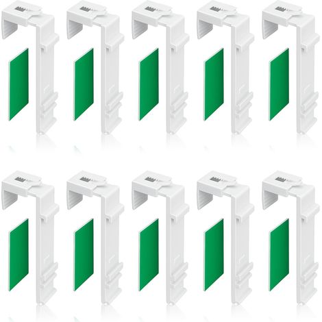 Set di 10 staffe retrattili a clip, compatibili con tende a rullo doppie - installazione senza foratura. (1/5)