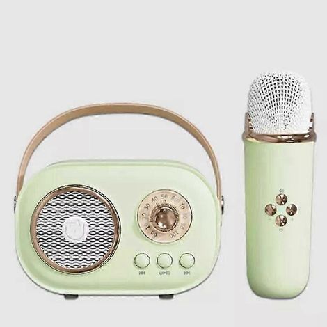 Enceinte Bluetooth avec 1 ou 2 microphones sans fil, compatible karaoké, carte TF, radio FM, basses Hi-Fi, appels mains libres - Cadeau d'anniversaire pour enfants (1/5)