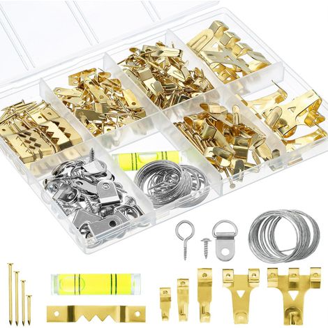 Kit per appendere quadri (221 pezzi): ganci, chiodi, accessori per appendere cornici. - AquaForge (1/4)