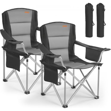 Silla de Camping Plegable Grande Capacidad Máxima de 204 kg, Paquete de 2, Silla de Camping Portátil con Respaldo, Reposabrazos Acolchados, Bolsa térmica, Portavasos y Bolsillo para Exteriores (1/5)