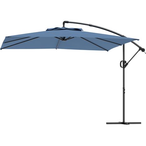 Parasol Idric 3x3m réglable anti-UV UPF50+ bleu résistant vent (1/5)