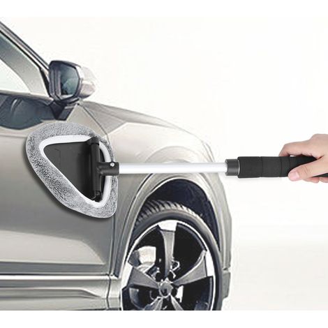Brosse nettoyante pour pare-brise, serviette douce, essuie-glace à fibres ultrafines, manche télescopique, outil de lavage de vitres auto (1/5)