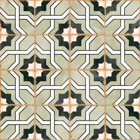 Carrelage effet Carreau ciment Noreza Vert 12,4x12,4x0,8 cm Serano - Sol et mur intérieur (vendu par carton de 0,49 m²) - RO'MA CARRELAGE