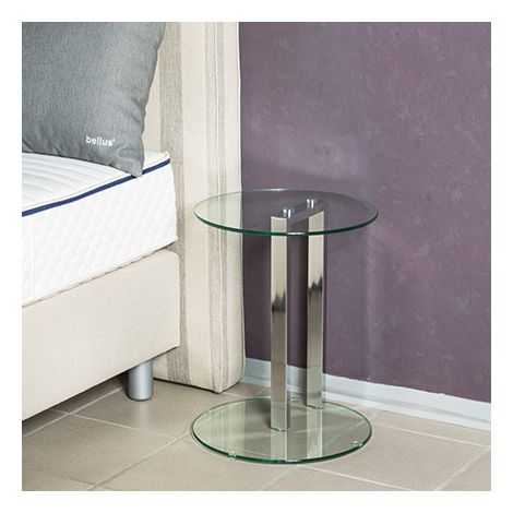 Table d'appoint 40x40x50 cm en verre et métal chromé