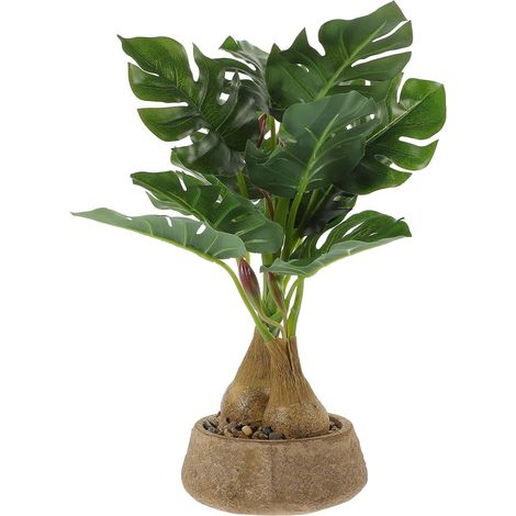 Plante Artificielle Monstera Décoration Compacte en Pot Vert Simulation Réaliste, Texture Soie et Papier pour Bureaux et Espaces Commerciaux (1/5)