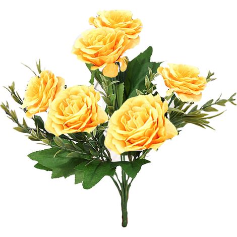 Bouquet De Roses Artificielles En Soie - Décoration Réaliste Pour Mariage Et Maison - Lot De 1 (1/2)