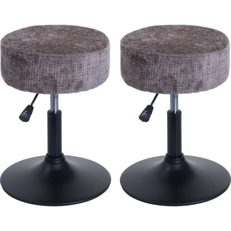[NEUWERTIG] 2er-Set Hocker HHG-883, Sitzhocker, höhenverstellbar drehbar Ø 37cm Stoff Chenille (465g/m²) MVG braun