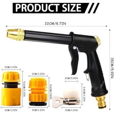 Pistolet Haute Pression,Lance Pression pour Tuyau D'arrosage,Pistolet d'arrosage à avec Buse en Métal arroser les voitures de lavage jardin etc - (1/5)