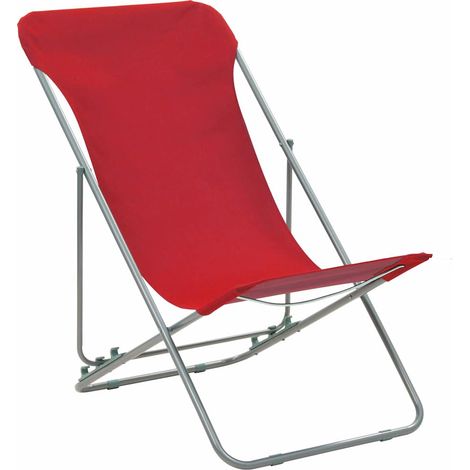 Lot de 2 Chaises de plage pliables, Chaises de relaxation, Acier et tissu oxford Rouge OIB5018E (1/5)